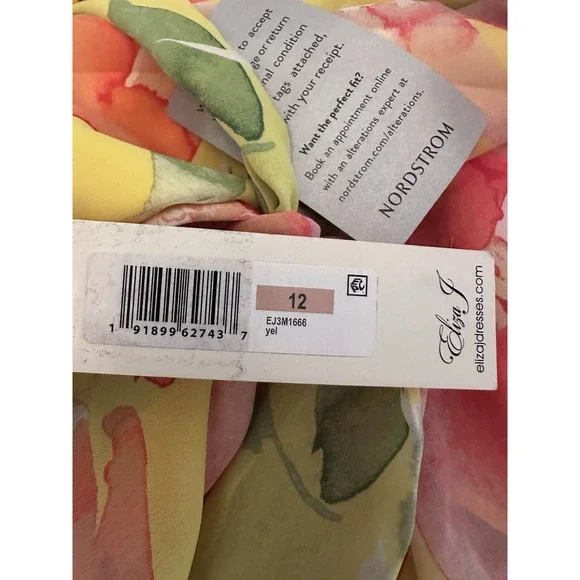 $148 Eliza J Yellow Floral Halter Neck High Low Flowy Spring Dress Sz 12 NWT - Picture 9 of 10